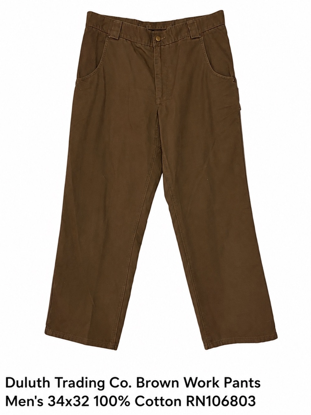 Duluth Trading Co Straight-Leg Work Pants Brown Size 34 x 32